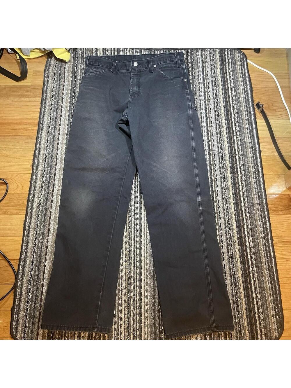 Vintage Dickies Carpenter Pants Faded Black Workwear USA 34x34